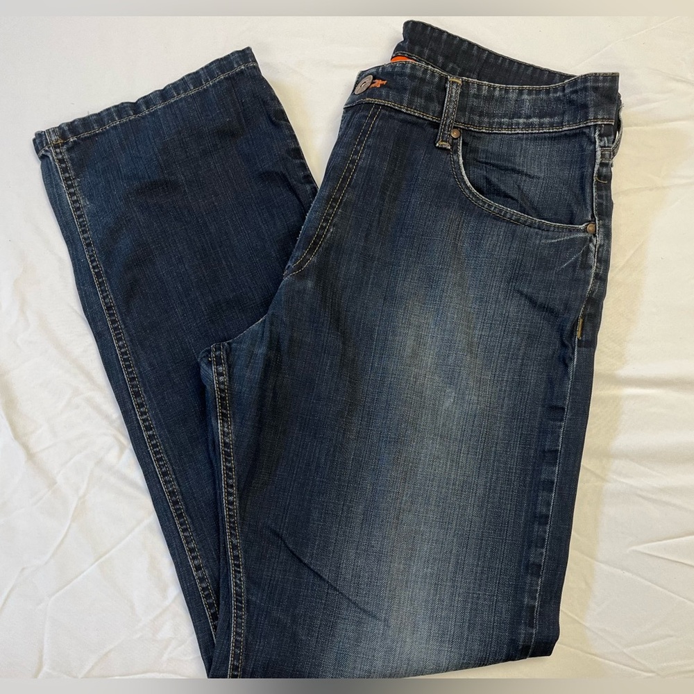 Façonnable Men’s Regular Fit Modele F40 Distressed Jeans in Denim Blue *Like New